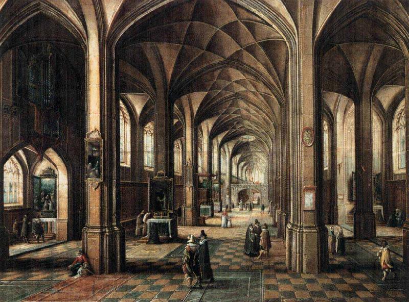 MINDERHOUT, Hendrik van Interior of a Church with a Family in the Foreground Norge oil painting art